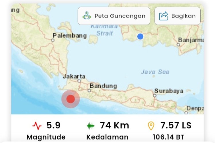 Gempa Bumi Pagi Ini Di Selatan Jawa Barat dan Banten Tak Berpotensi TSunami